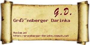 Grünsberger Darinka névjegykártya